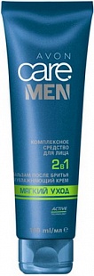 Комплексное средство для лица Мягкий уход 2 в 1: бальзам после бритья и увлажняющий крем серия Avon Men Care