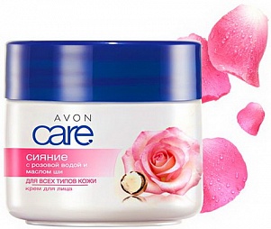 Крем для лица с розовой водой и маслом ши Сияние серия Avon Care